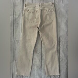 Mother High Waisted Rascal Ankle Fray in Soft Pink Ivory Stretch Jeans Sz 27